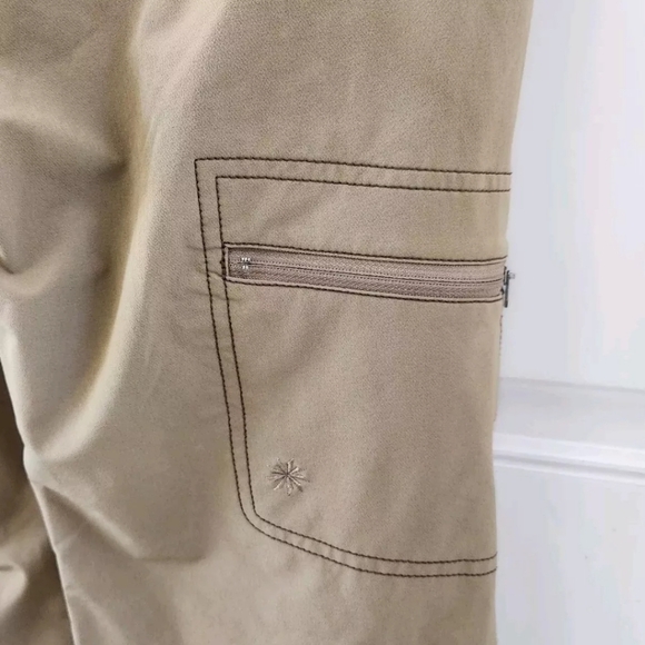 Athleta Adjustable Waist 45274 Tan Side Zipper Pocket Wide Leg Womens Size 4 - Picture 7 of 10
